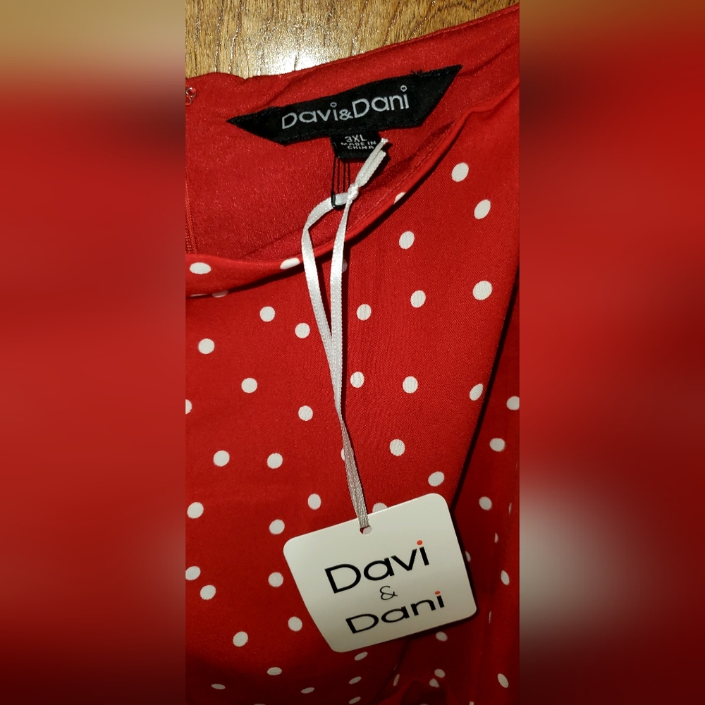 NWT Size 3X Skater/A-line Red Polka Dot Pinup Retro Vintage Style Dress - Picture 3 of 10